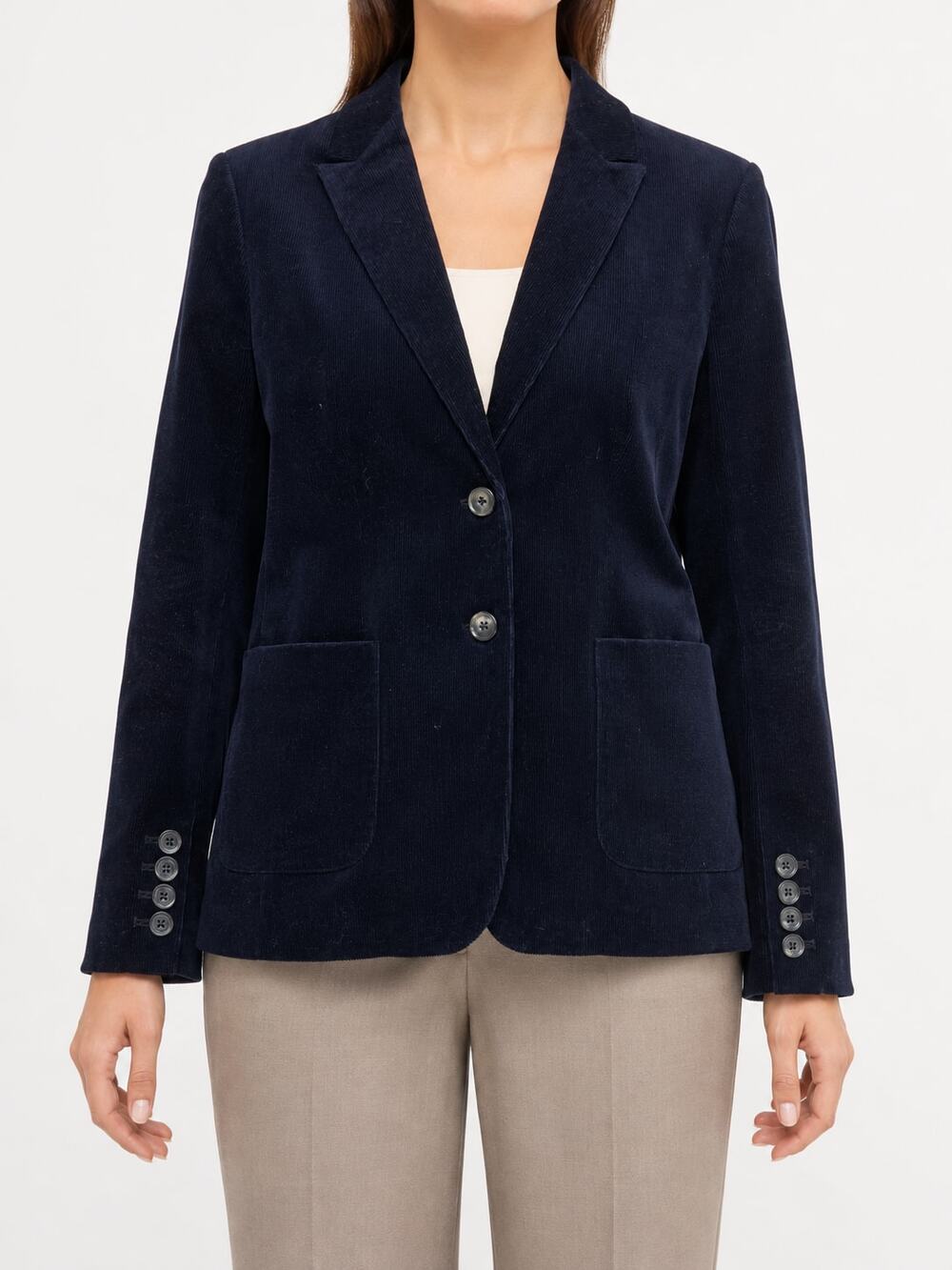 Talbots Petite 10P Navy Corduroy Two-Button Blazer Sport Coat Career Business
